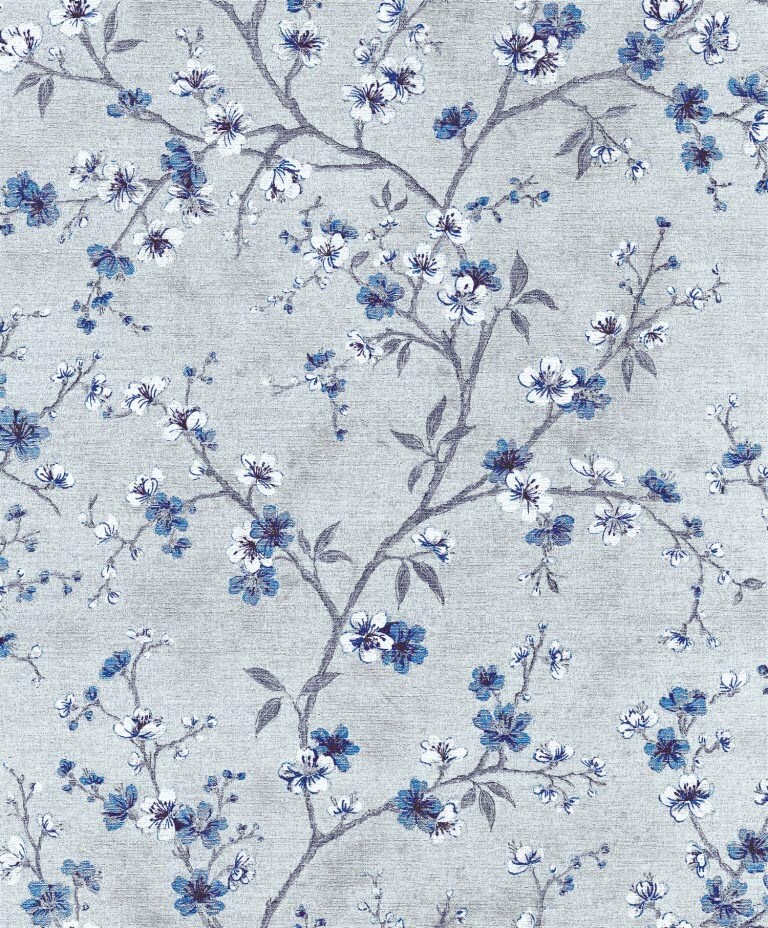 Marshalls INS 211 Non Woven Grey & Blue Floral Wallpaper for Bedroom & Living Room