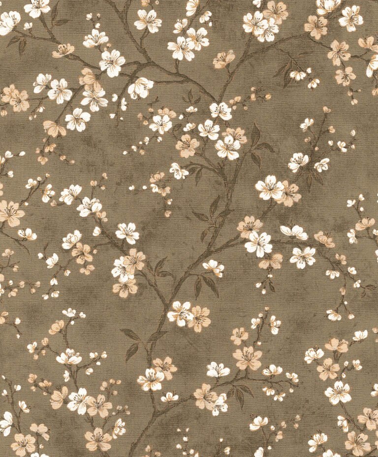 Marshalls INS 212 Non Woven Ivory, Brown & Coffee Floral Wallpaper for Bedroom & Living Room