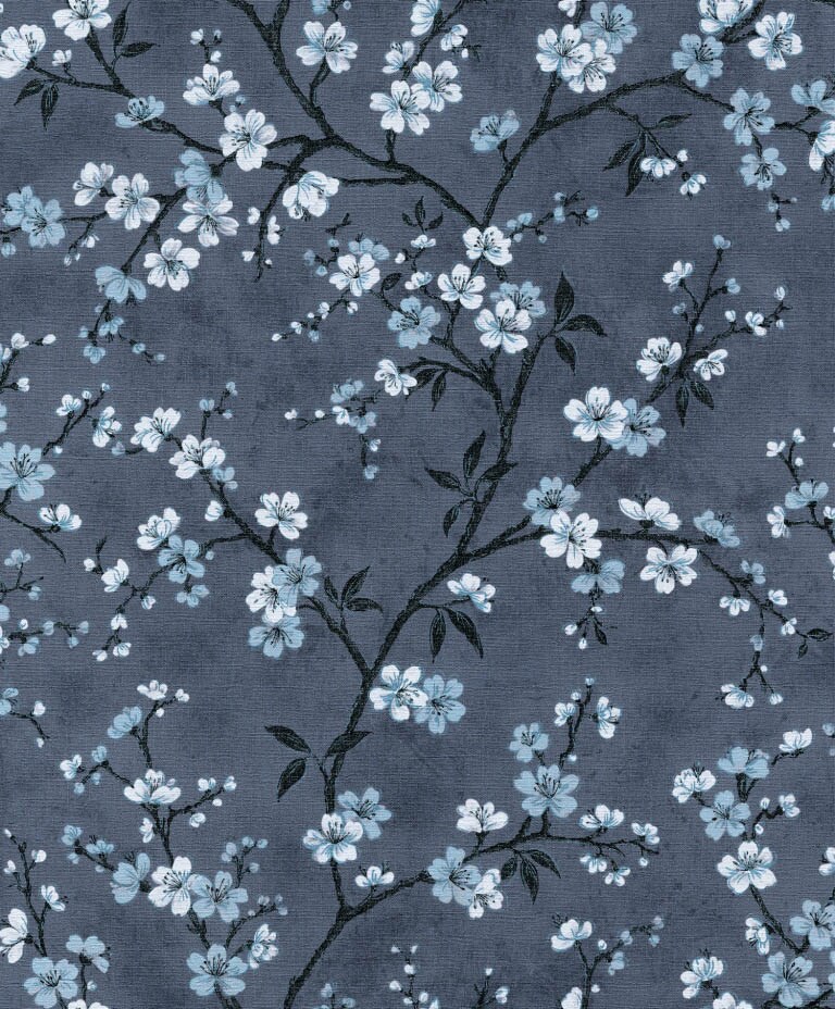 Marshalls INS 215 Non Woven Blue & White Floral Wallpaper for Bedroom & Living Room