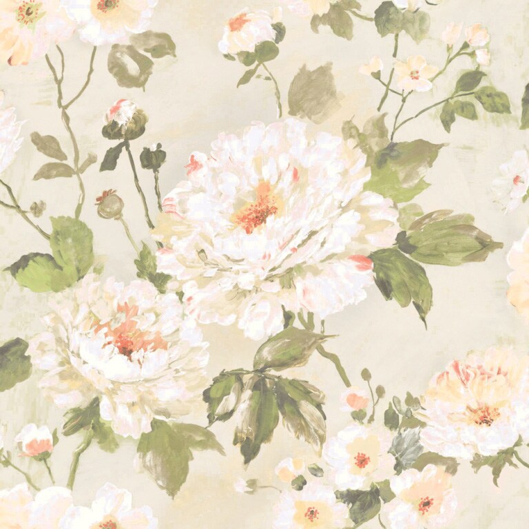 Marshalls INS 220 Non Woven Off White, Ivory & Yellow Floral Wallpaper for Bedroom & Living Room