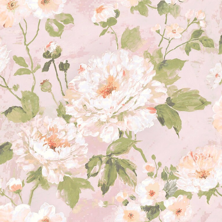 Marshalls INS 222 Non Woven Beige & Pink Floral Wallpaper for Bedroom & Living Room