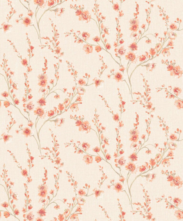 Marshalls INS 224 Non Woven Red Floral Wallpaper for Bedroom & Living Room