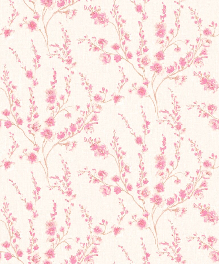 Marshalls INS 225 Non Woven Pink Floral Wallpaper for Bedroom & Living Room