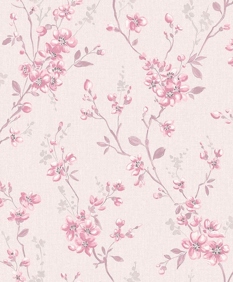 Marshalls INS 228 Non Woven Beige & Pink Floral Wallpaper for Bedroom & Living Room