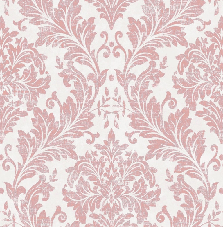 Marshalls INS 233 Non Woven Pink Damask Wallpaper for Bedroom & Living Room