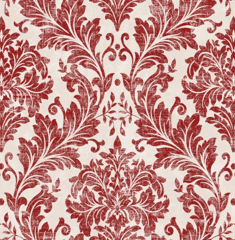 Marshalls INS 234 Non Woven Red Damask Wallpaper for Bedroom & Living Room