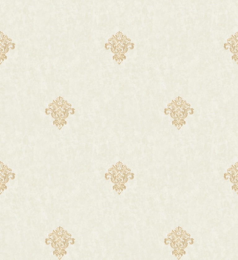 Marshalls INS 236 Non Woven Ivory & Gold Damask Wallpaper for Bedroom & Living Room