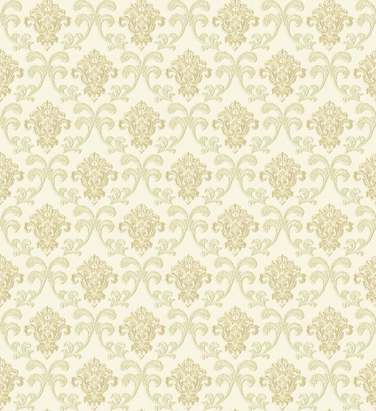 Marshalls INS 240 Non Woven Ivory & Gold Damask Wallpaper for Bedroom & Living Room