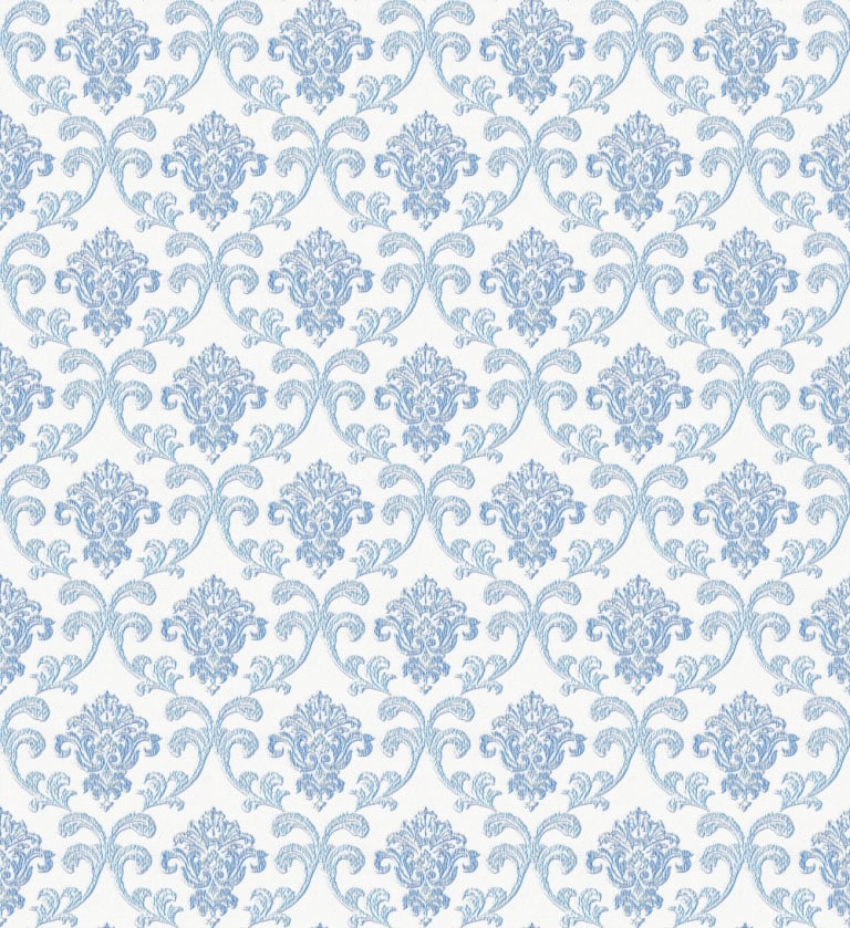 Marshalls INS 242 Non Woven Blue & White Damask Wallpaper for Bedroom & Living Room