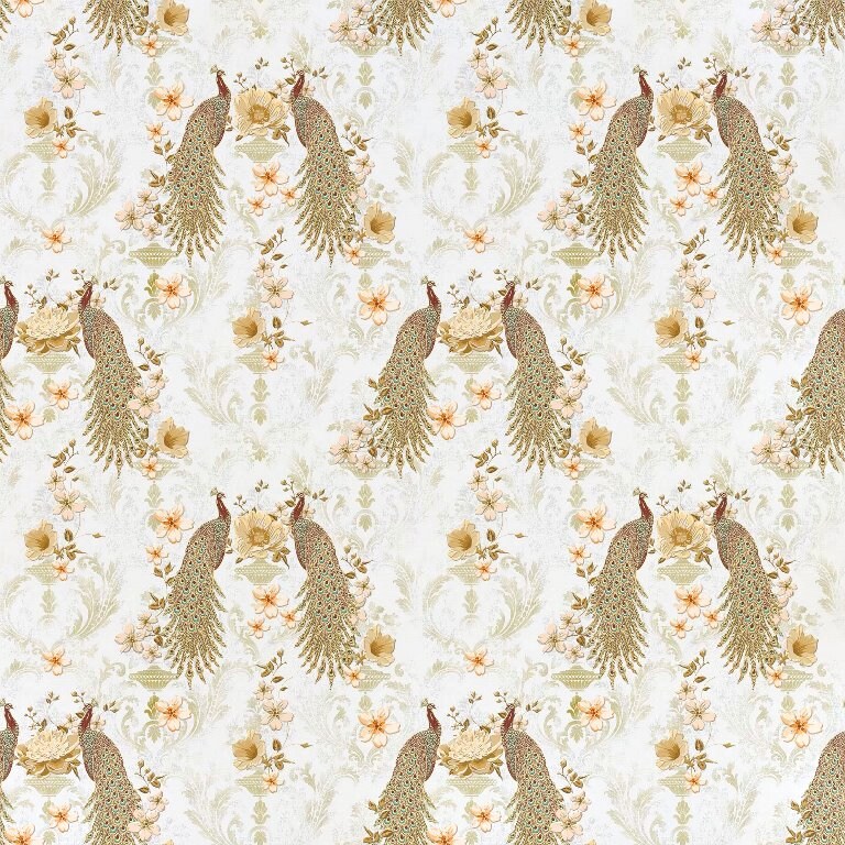 Marshalls SAN 105 Non Woven Gold & Ivory Ethnic Wallpaper for Bedroom & Living room