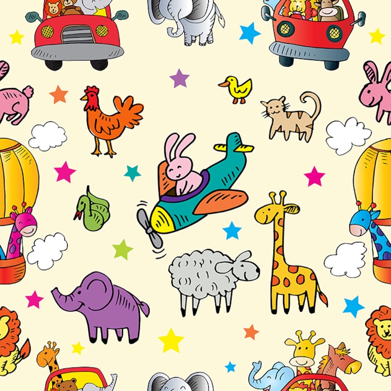 Marshalls FUN138 Non Woven Ivory & Yellow Kids Wallpaper for Kids and Teens Room