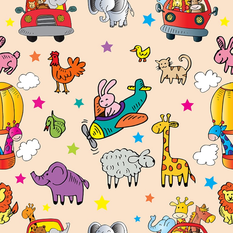 Marshalls FUN139 Non Woven Beige & Pink Kids Wallpaper for Kids and Teens Room