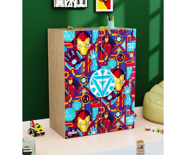 Boingg Avengers Engineered Wood Kids Storage Cabinet with Double Door in Multi Colour 1