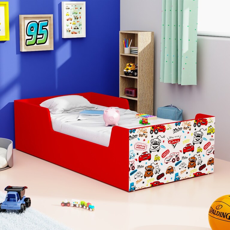 Boingg Dreampod Engineered Wood Car Single Bed for Kids in Red & White Colour with Optional Pull out Drawers